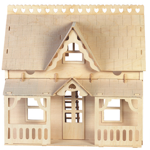 Haus mit Veranda - 3D Holzbausatz DH003