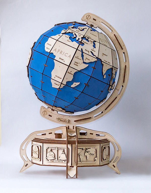 Globe (blau) - Eco Wood Art