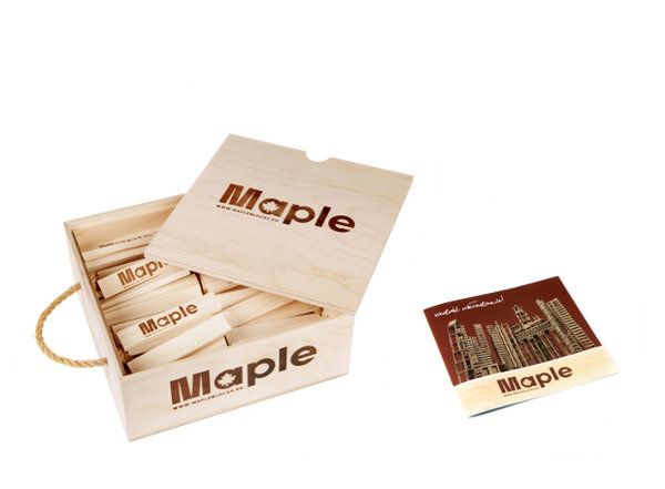Bausteine von Maple in der Holzkiste - 100 Stück